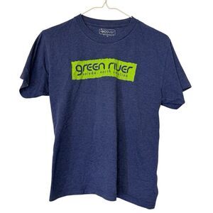 Recover Green River Graphic Crew Neck Short Sleeve Navy Blue T-Shirt Size YS